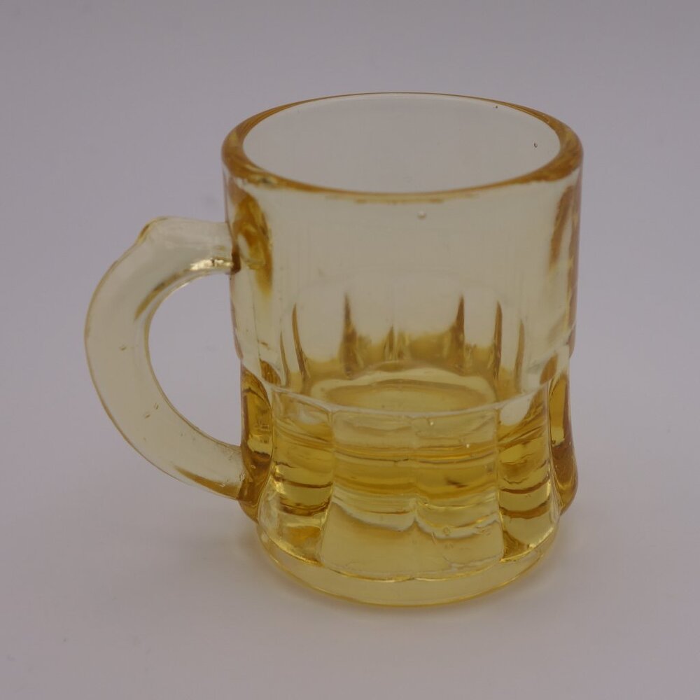 Vintage Federal Glass Yellow Glass Beer Glass with Handle Shot Glass